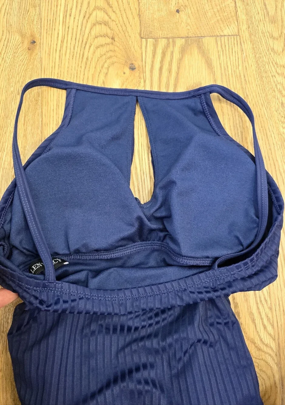 Ellen Tracy Ribbed High Collar Key Hole One Piece Swimsuit Size 8